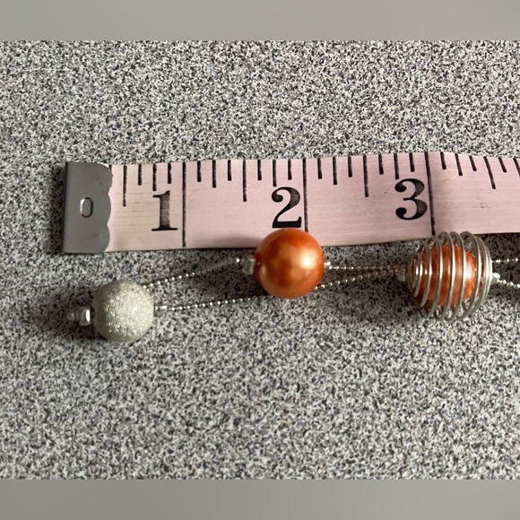 Orange & Silver Toned Large Bead Necklace - Picture 4 of 4